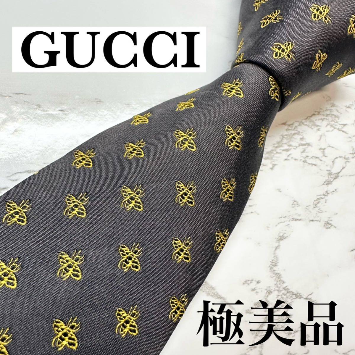 ✨極美品✨GUCCIネクタイ 現行モデル シェリーライン bee 蜂 高級シルク メンズ 極美品✨GUCCI ネクタイ 現行 シェリーライン Bee 蜂 シルク ロゴ