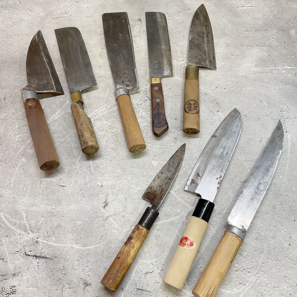 ふ14/和包丁 包丁 堺かねしげ特製 茂弘作 兼久 堺高秀作 出刃包丁 刺身包丁 ナイフ 調理器具 骨董 まとめて8点　