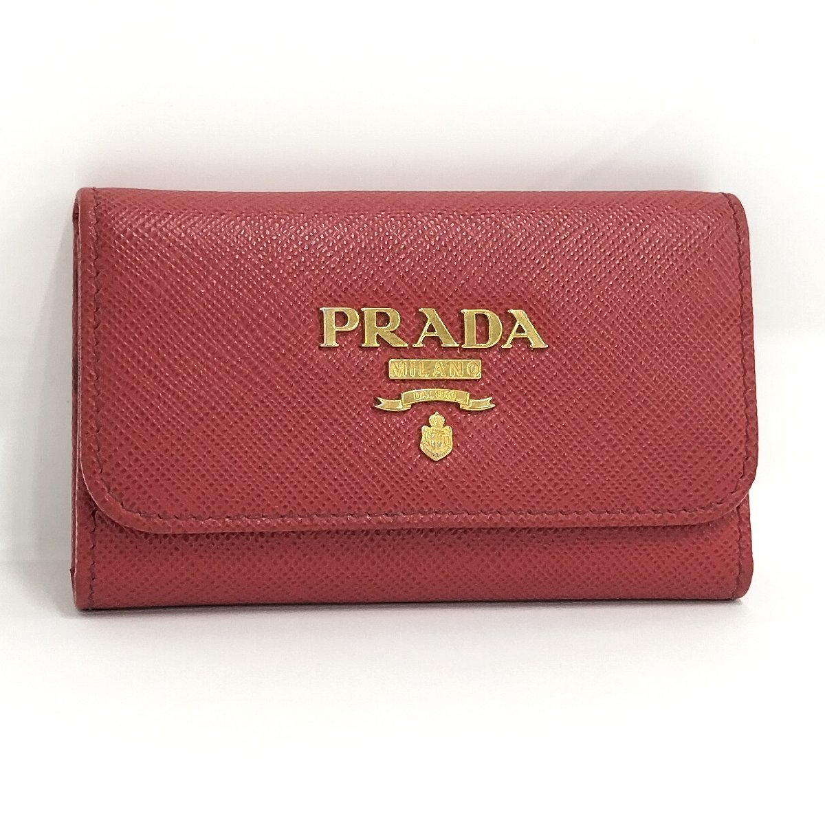 ○プラダ PRADA 6連キーケース レッド 1PG222 サフィアーノレザー [J