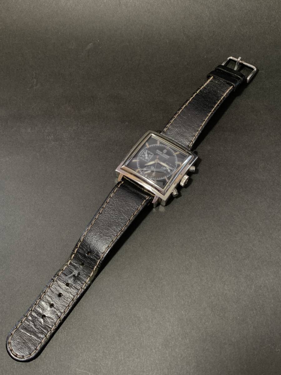 ★コレクター必見！！ michel Jurdain ミッシェルジョルダン クロノグラフ ビンテージ 自動巻き メンズ 腕時計 ブラック 時計 F042808