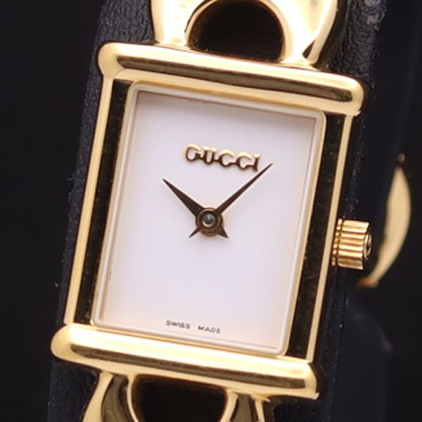 1円 グッチ QZ 1800L チェンジベルト スクエア 白文字盤 レディース
