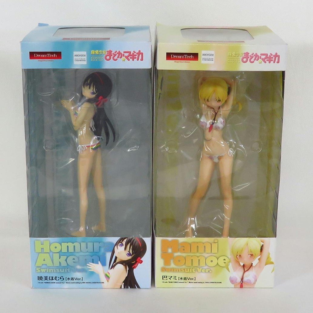 1円【未使用】wave ウェーブ/魔法少女まどか☆マギカ 暁美ほむら＆巴マミ 水着フィギュア2点セット/DT-040/050/81
