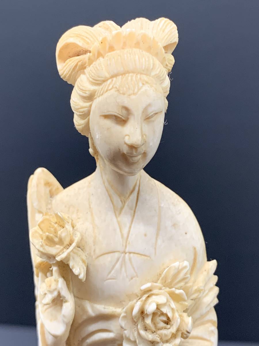 彫刻＊象牙風＊婦人像 中国風の皇帝と皇后のペアの象牙風の練り物