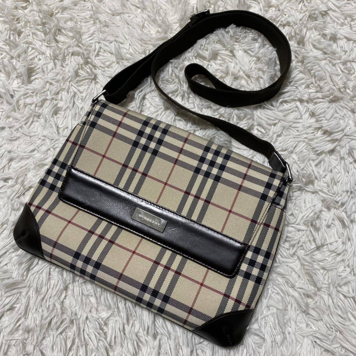 1円 ○未使用 自宅保管品 BURBERRY ショルダーバッグ ノバチェック 