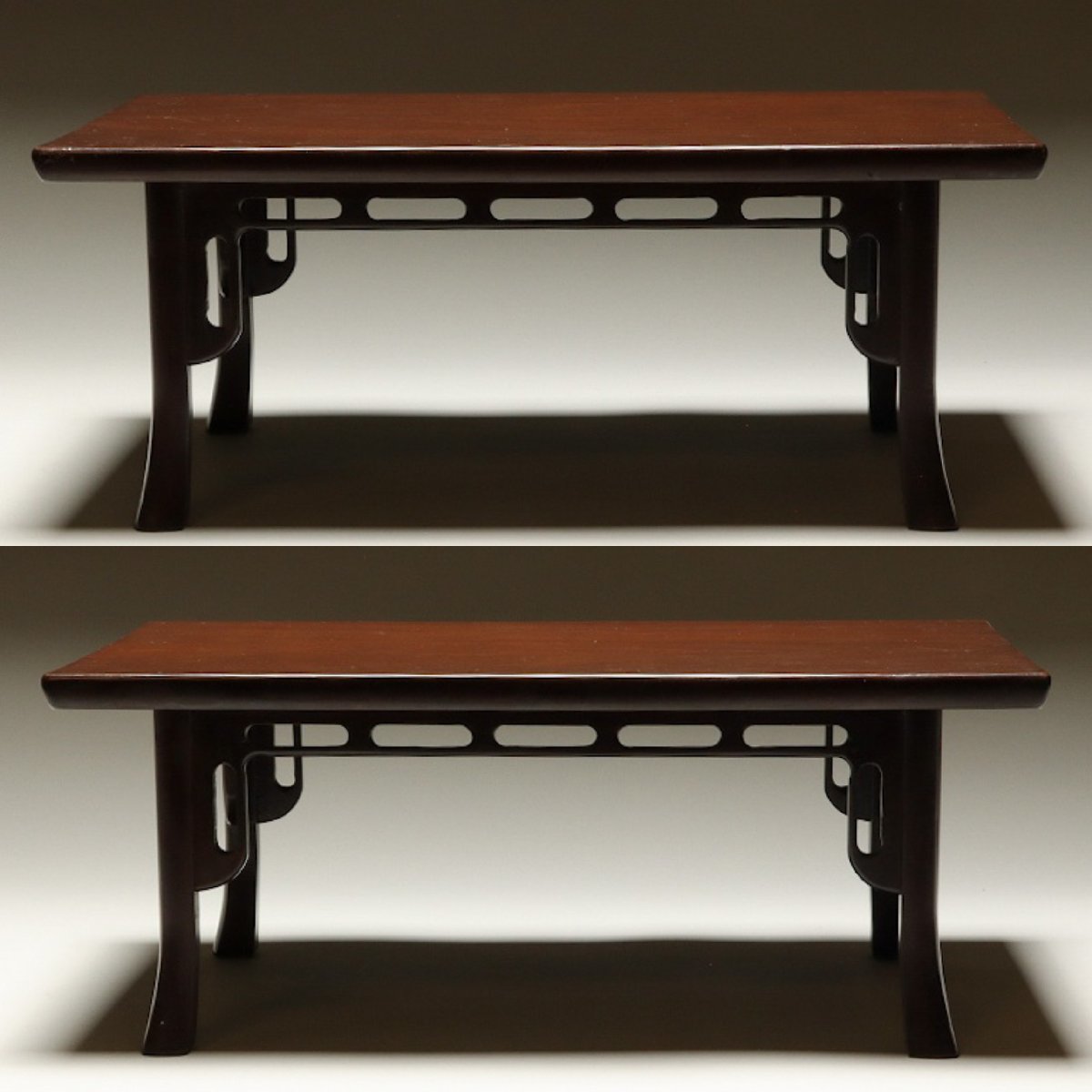 【静岡】001A 唐木 飾り付 長方平卓 透かし彫り 幅40.5㎝ ym_2