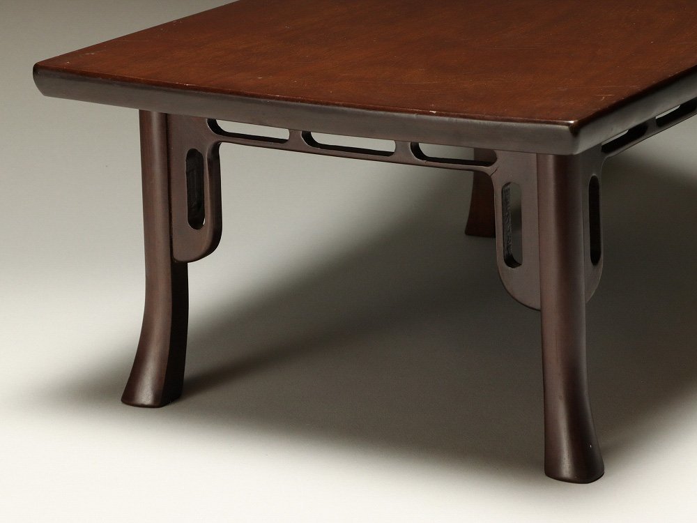 【静岡】001A 唐木 飾り付 長方平卓 透かし彫り 幅40.5㎝ ym_6