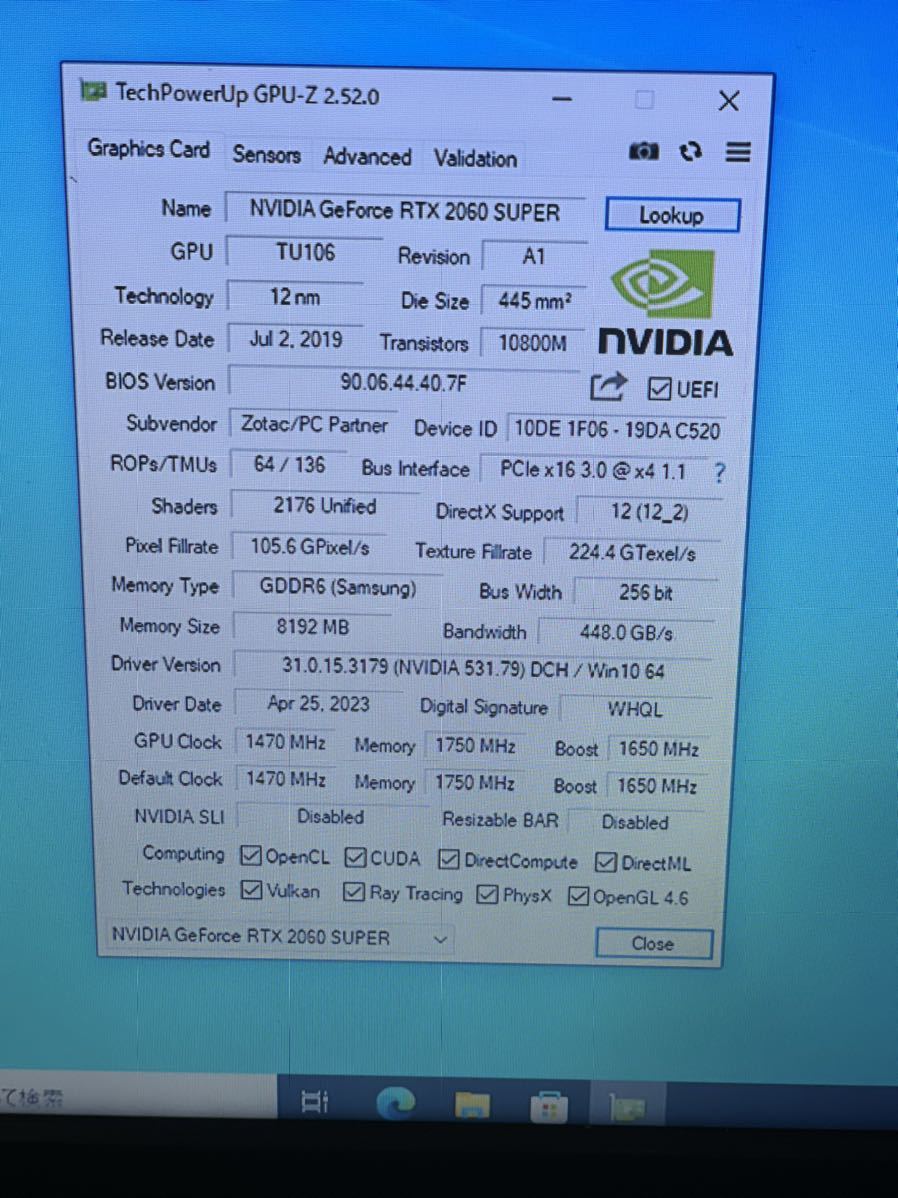 ジャンク GeForce RTX 2060 super 8GB OEM GPU グラフィックボード