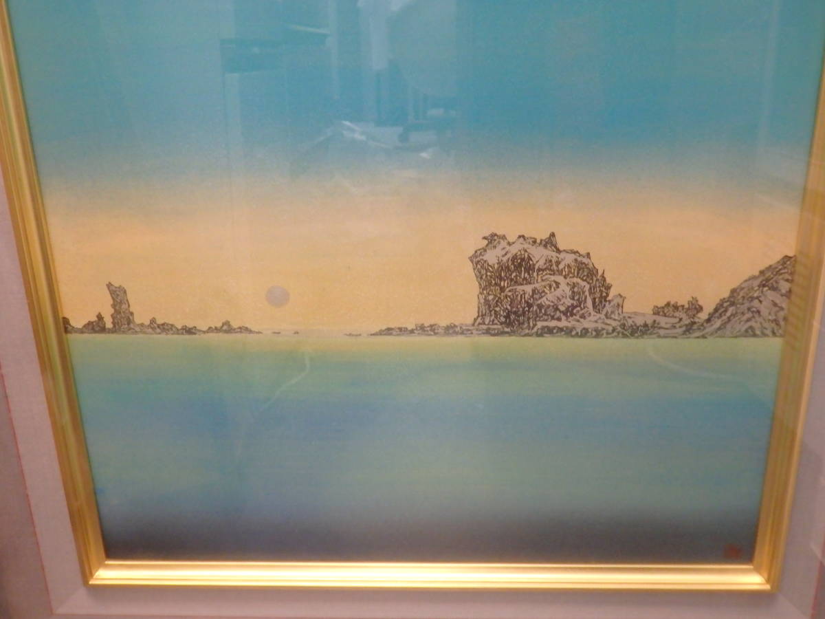 風景画 月影古樹 真作絵画 吉川優 日本画約20号 幽玄