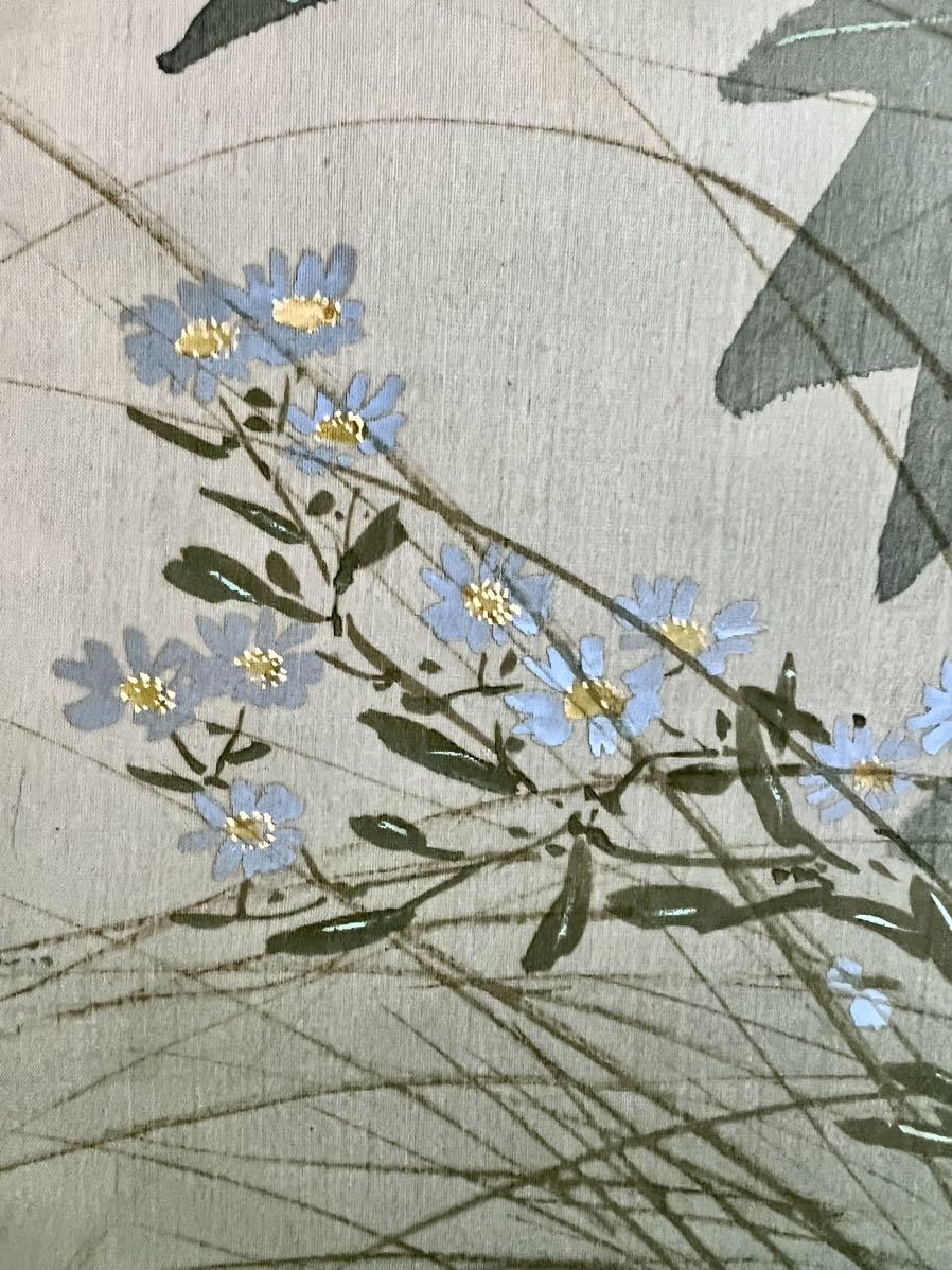 真作 仏陀 峰内光雪 野花小禽図 絹本 真筆肉筆 花鳥図 鳥獣 日本画