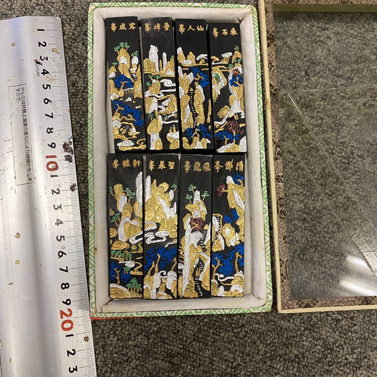 中国 古墨 上海墨廠製 四客揃 花鳥図金彩 昭和60年〜保管40年 箱付未