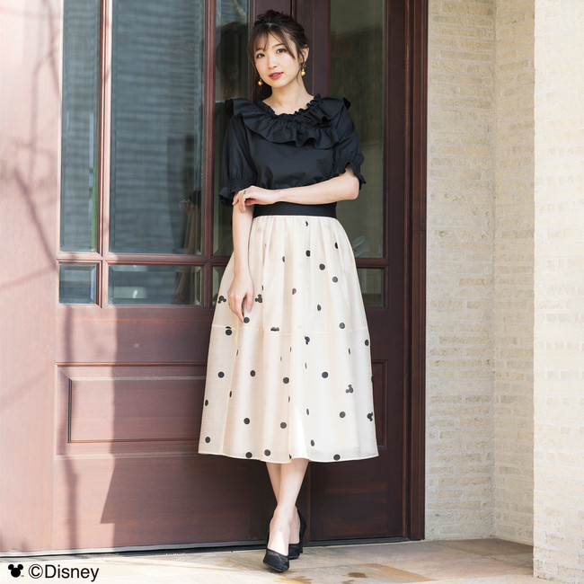 未使用■ローズティアラ/ Rose Tiara ■大きいサイズ46■ドットフレアスカート■定価2万