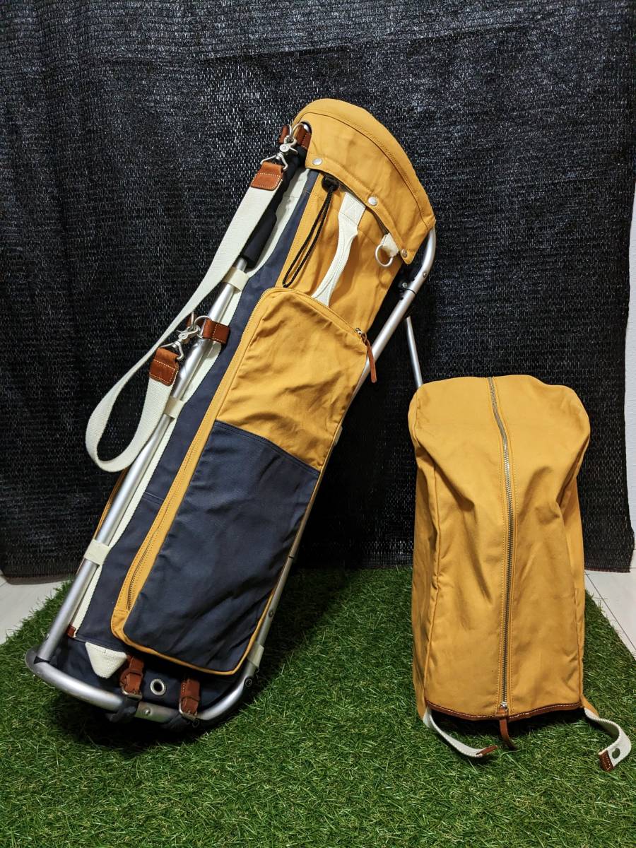 MIZUNO × 木の庄帆布　フレームウォーカー スタンド キャディバッグ　マリーゴールド × グレー / ミズノ KINOSHO