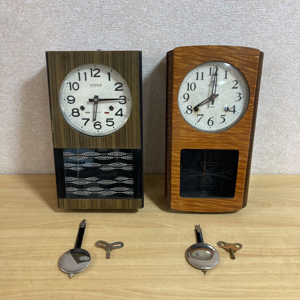昭和レトロ ボンボン時計 沸く 柱時計 AIKOSHA 愛工舎 動作品