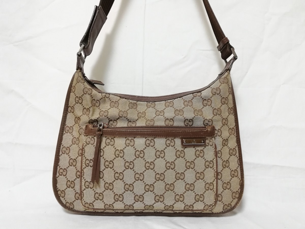 GUCCI グッチ ショルダーバッグ GG柄 ベージュ キャンバス バッグ 