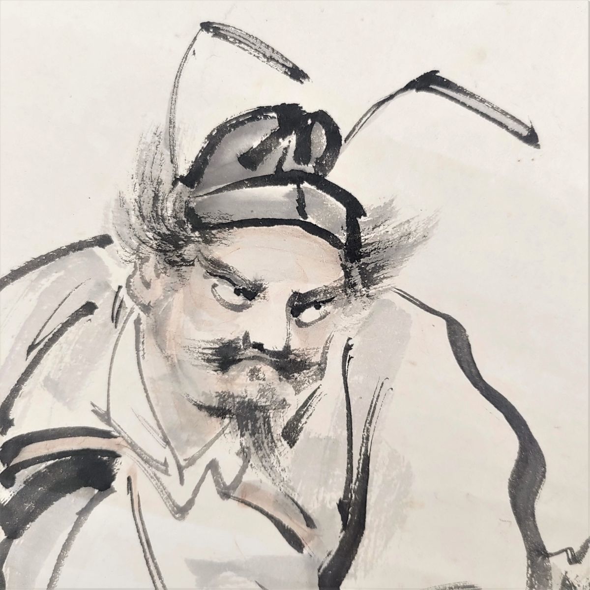 詳細不明】1円 耕雲 鐘鬼 武者絵 鐘馗図 墨絵 水墨画 人物 掛軸 茶道 