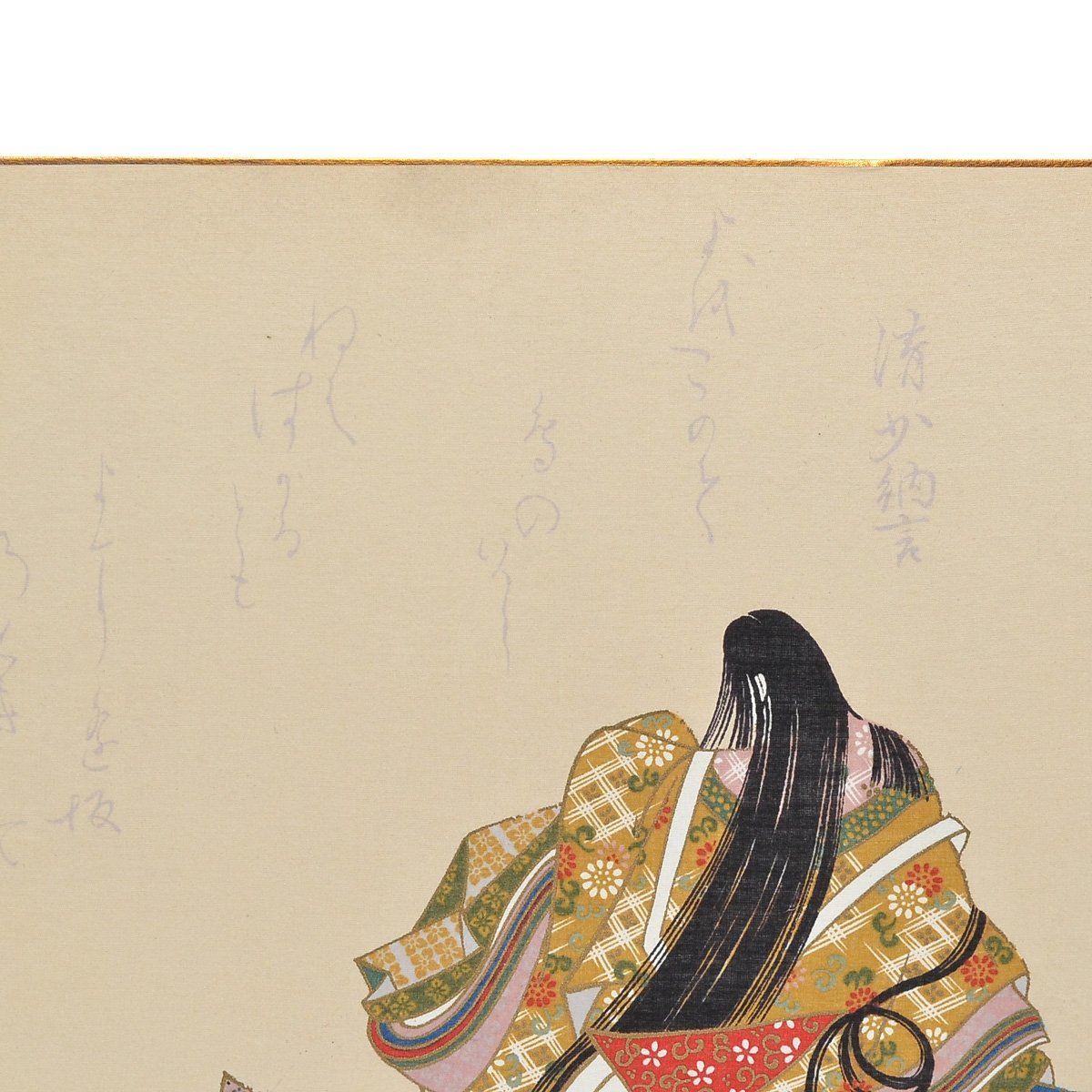 445068 SALE 模写 色紙 染絵 絹本 百人一首 清少納言 狩野探幽 現代物