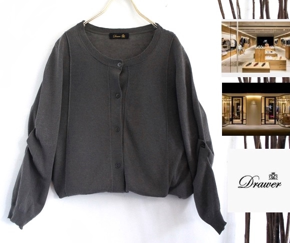Drawerドゥロワー/リネンMIXデザインシアー/サマーカーディガン