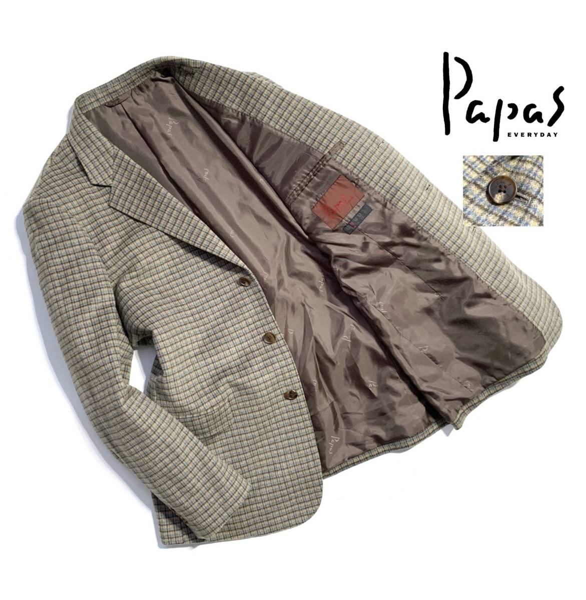 極美品【定価12万超】Papas パパス カシミヤ100％ テーラード 