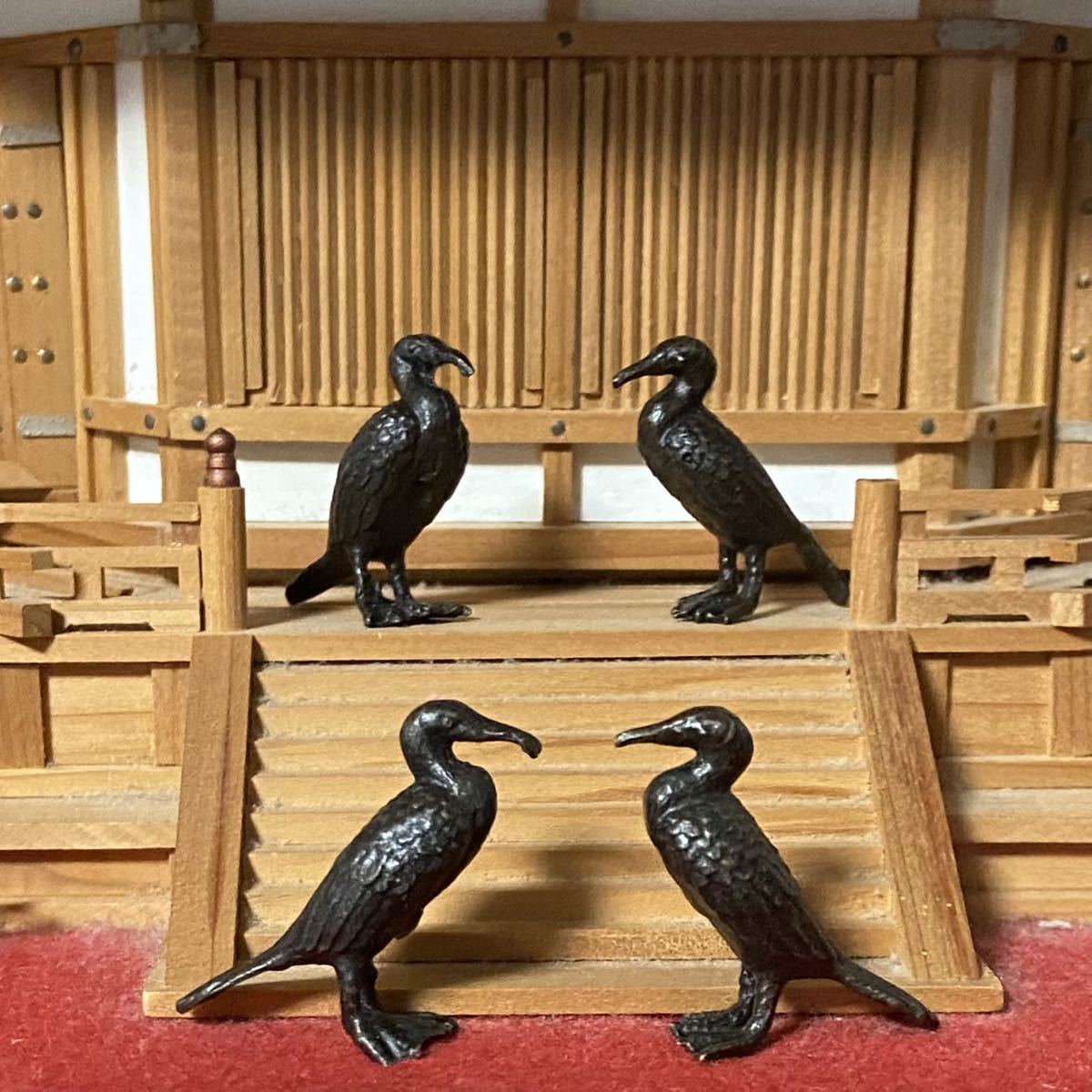 鳥 置物 銅製 鉄製 極小 3.3cm ミニチュア 盆景 盆栽 水石 添景 