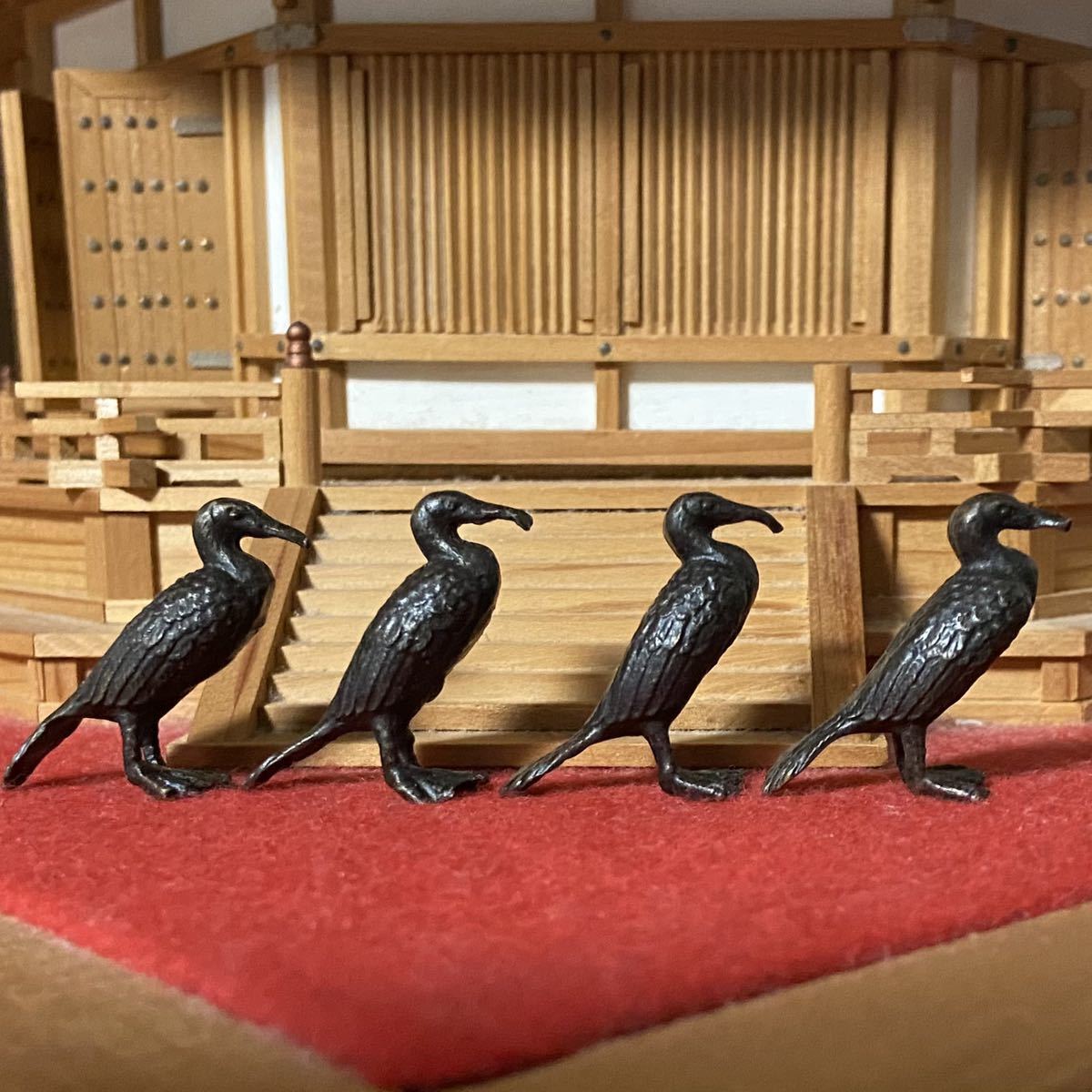 鳥 置物 銅製 鉄製 極小 3.3cm ミニチュア 盆景 盆栽 水石 添景 