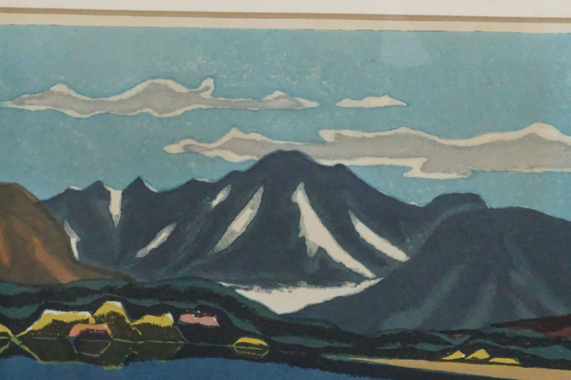 E887◇版画家【山口進】木版画「双六池 三」師:黒田清輝/中川