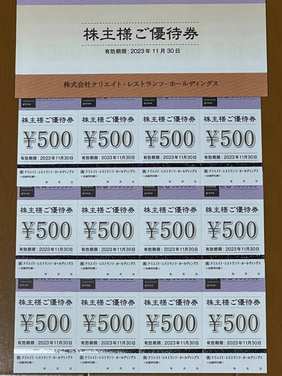 ☆送料無料☆ クリエイト・レストランツ株主優待券 16，000円分
