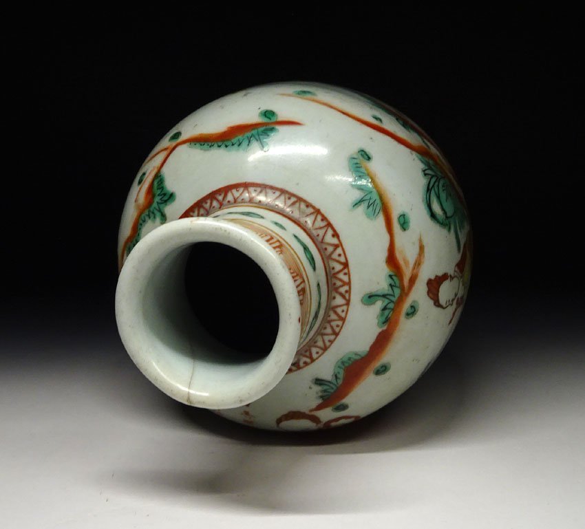 低価，品質保証 緑屋fc□ 中国古玩 赤絵 花瓶 唐物 時代物 i9/
