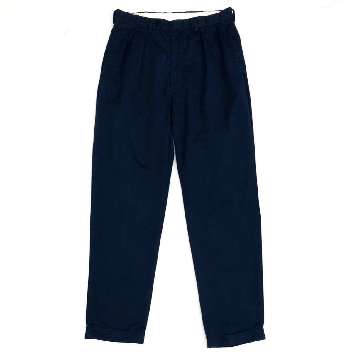 90s【Ralph Lauren】コットンギャバジン ツータック ワイドパンツ W34