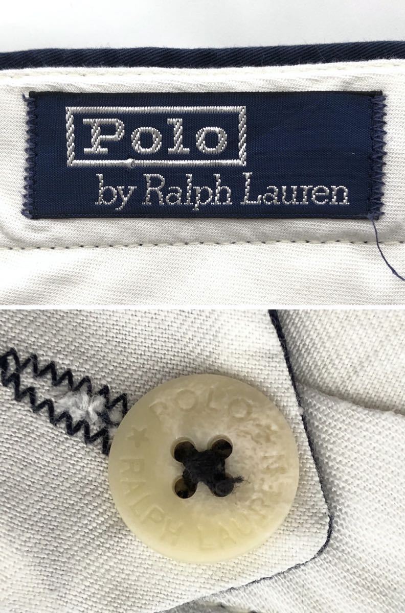 90s【Ralph Lauren】コットンギャバジン ツータック ワイドパンツ W34