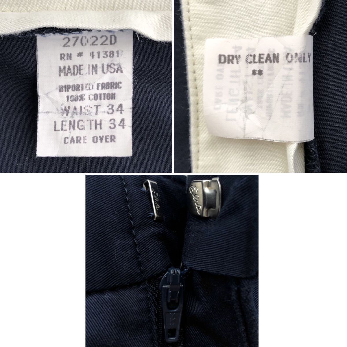 90s【Ralph Lauren】コットンギャバジン ツータック ワイドパンツ W34