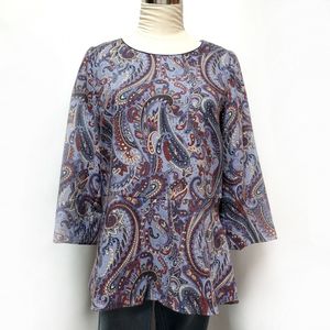 7-IDconcept. セブンアイディコンセプト パープル系 ペイズリー柄 七分袖 トップス サイ