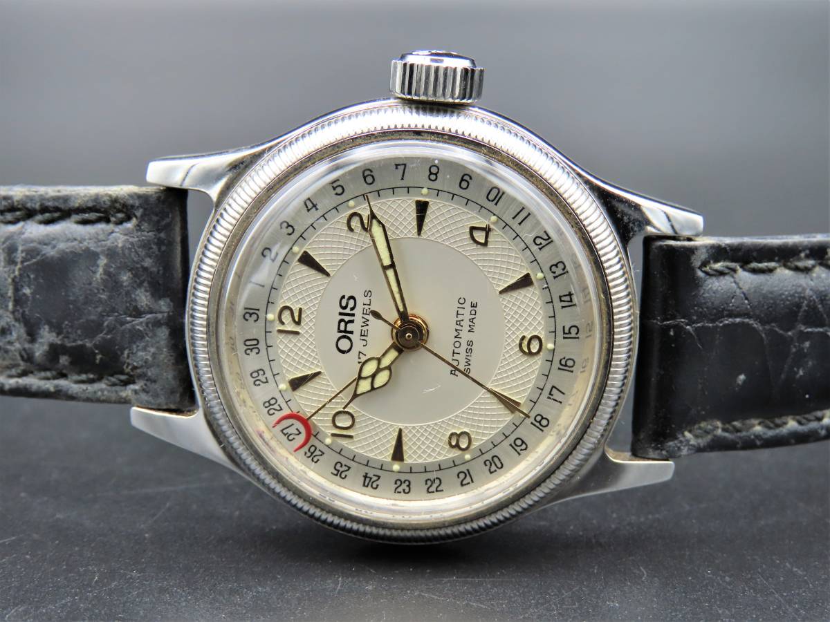 1円～! 稼動品☆正規品 ORIS オリス 7400B ポインターデイト 裏スケ 