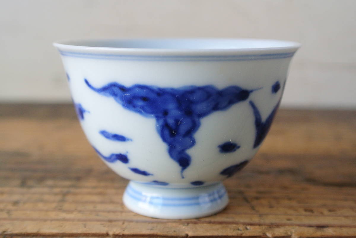 煎茶道具 京焼 清水焼 平安 瑞泉造 青華 煎茶碗 五客 共箱 V R7223