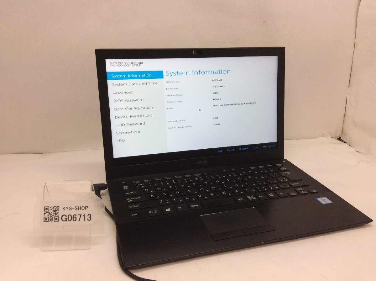 ジャンク/ VAIO VJPG11C11N Intel Core i5-8250U メモリ8.19GB
