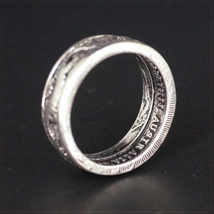 RING 1AUD Silver Coin ダブル ドラゴン オーストラリア 1ドル コイン 龍デザイン ヴィンテージ シルバー リング 27 ...