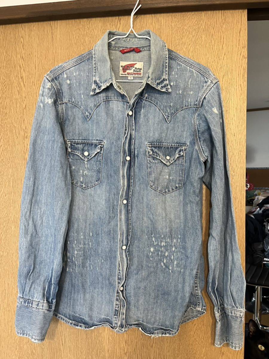 レッドウイング デニム ウエスタンシャツ 長袖 ダメージ加工 ヴィンテージ redwing