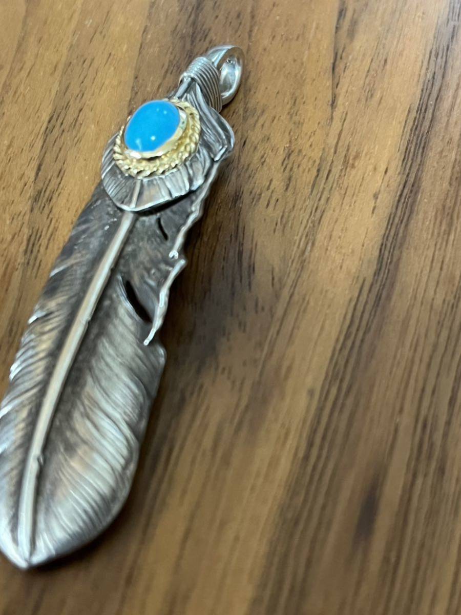 ゴローズ 上銀金縄ターコイズ フェザー 自身購入(ネックレス  