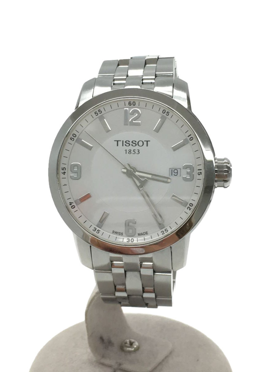 TISSOT◇デイト/クォーツ腕時計/アナログ/ステンレス/WHT/SLV/T055410A