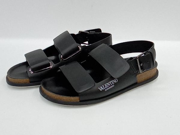 VALENTINO GARAVANI レザーストラップサンダル ブラック サイズ39【約24.5cm】