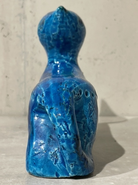 1点限定Vintage□BITOSSIビトッシ□リミニブルー/猫□陶器 オブジェ