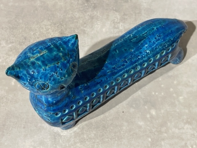 1点限定Vintage□BITOSSIビトッシ□リミニブルー/猫□陶器 オブジェ