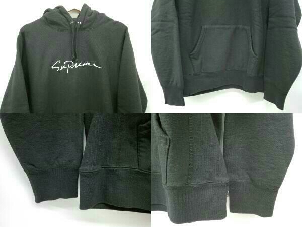 SUPREME シュプリーム　パーカー　筆記体刺繍　ロゴ入り　Classic Script Hooded ブラック　裏起毛　サイズM パーカー Supreme M 02078人気モデルシュプリーム 815刺繍ロゴシュプリーム☆筆記体刺繍ロゴ入りパーカー 筆記体