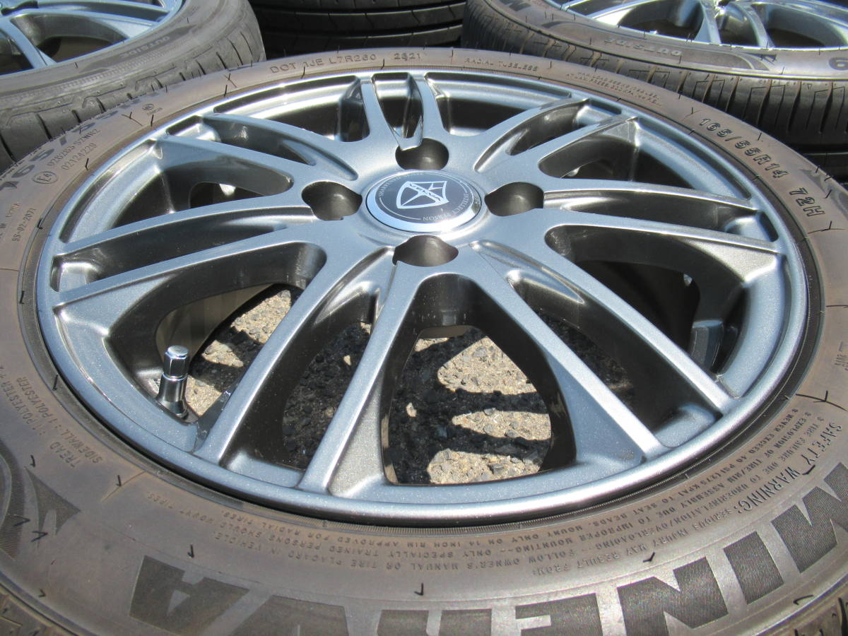 中古タイヤ☆165/55-14 165/55R14 weds ウェッズ VELVA ガンメタ 5.5J+ 