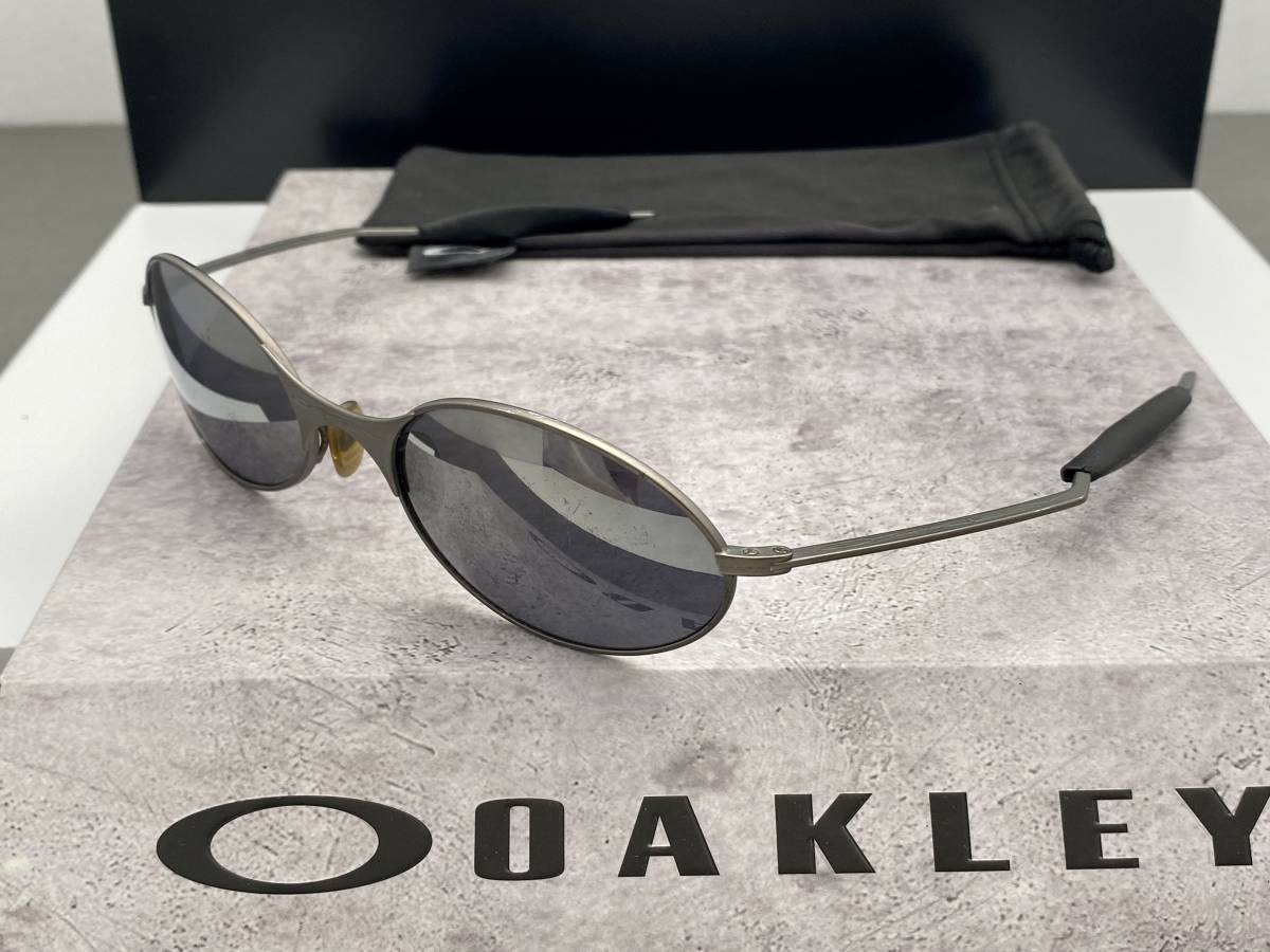 90s☆OAKLEYオークリー E-WIREイーワイヤー シルバーSILVER/黒ブラック 