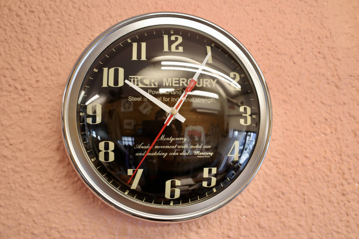 新品　MERCURY　マーキュリー　MONTGOMERY BLACK　ウォールクロック　壁掛け　時計　世田谷ベース　インテリア　店舗　レトロ　アメリカ
