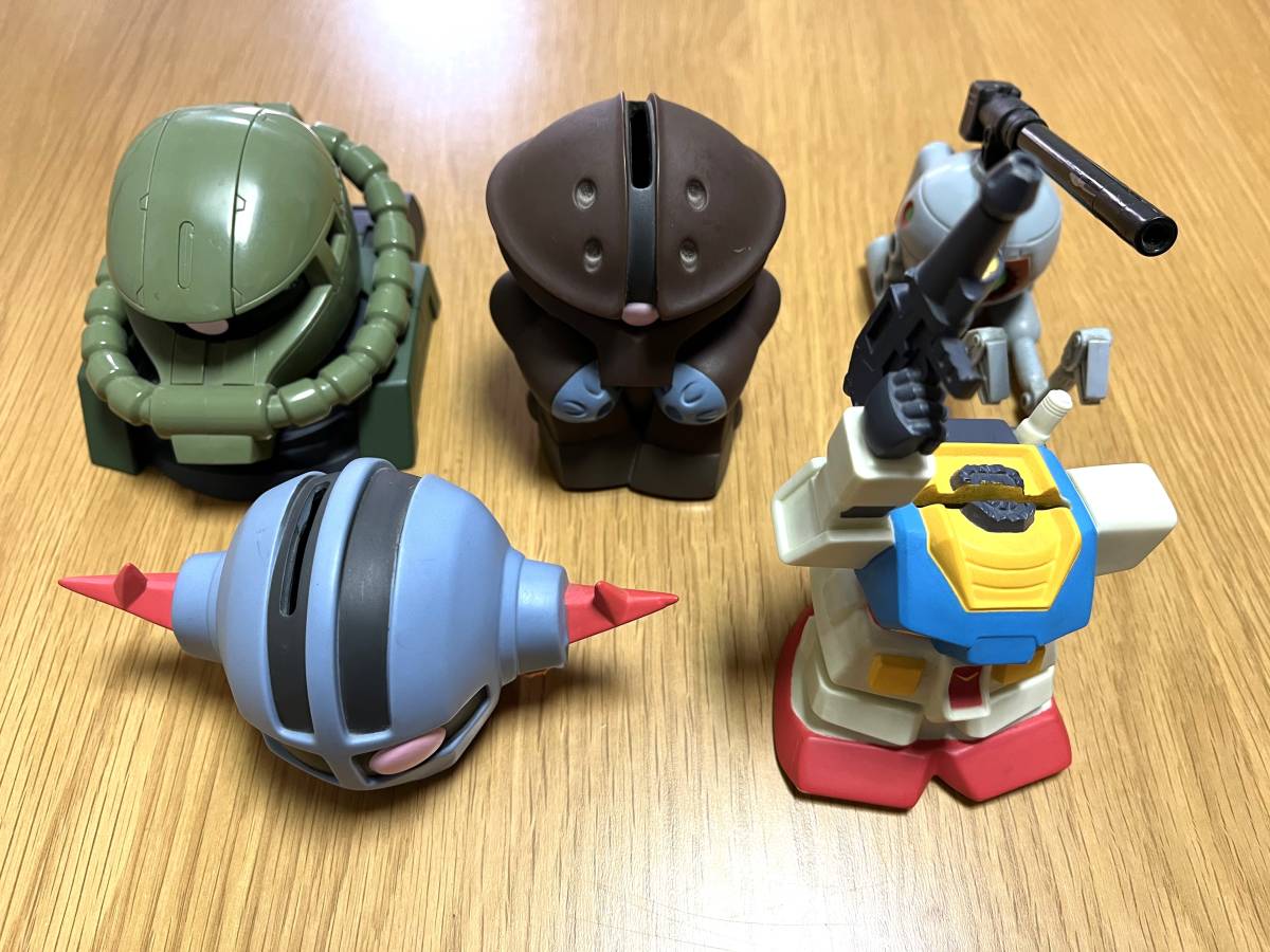 機動戦士ガンダム ソフビ貯金箱/テープカッター セット ザク ジオング 