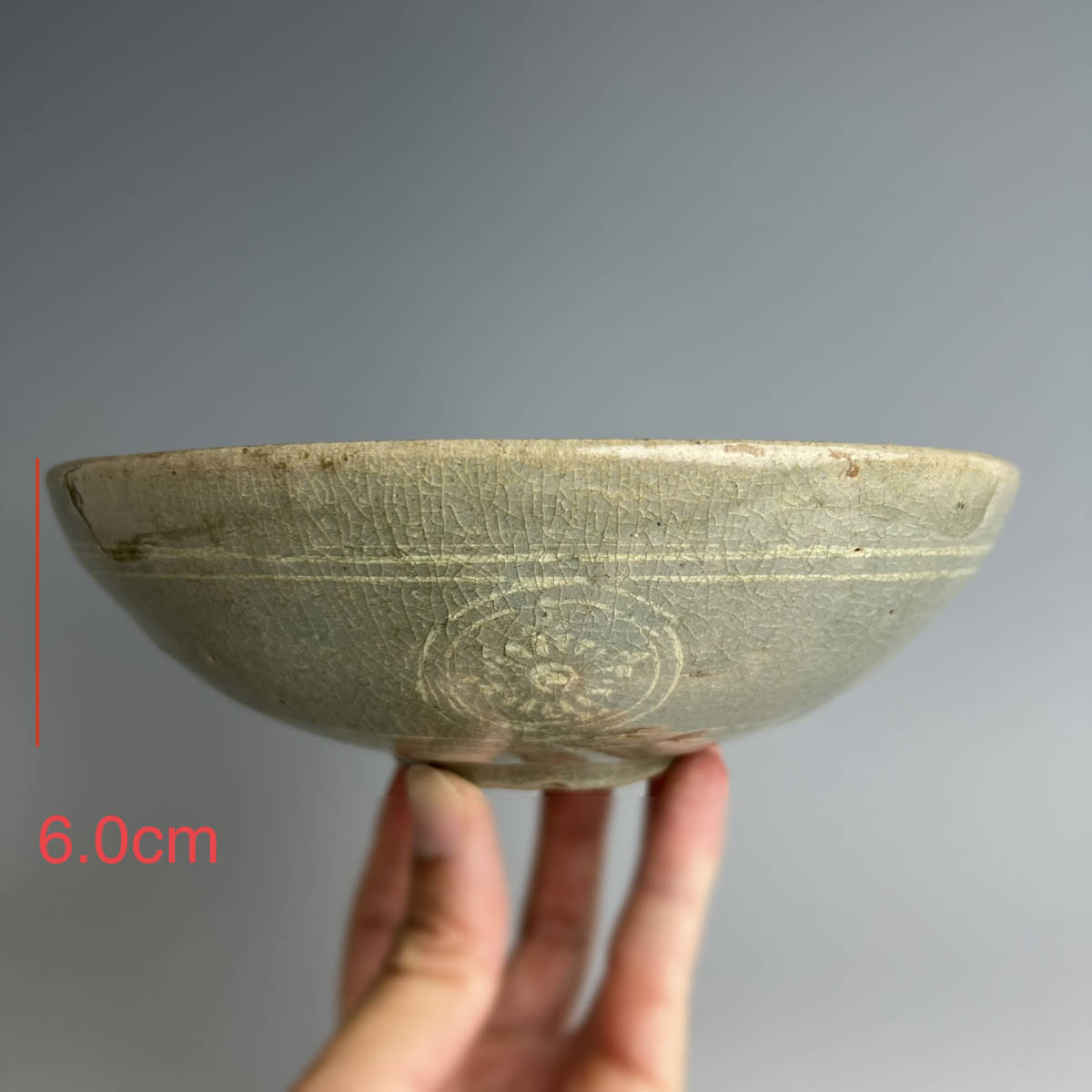 A343 高麗青磁象嵌茶碗 李朝・高麗コレクター放出品 朝鮮古陶磁 中国