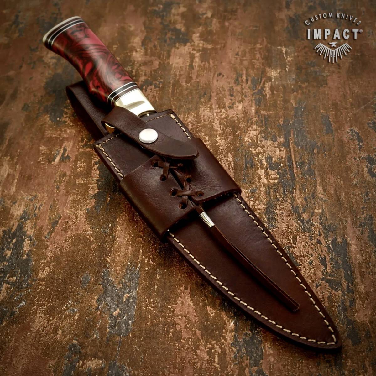 ☆全長49cm イギリス IMPACT製 カスタム ナイフ ブルホーンハンドル D2