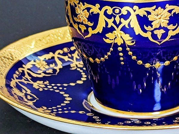 1873-1912年 MINTON（ミントン）コバルト 金点盛 キャビネットカップ