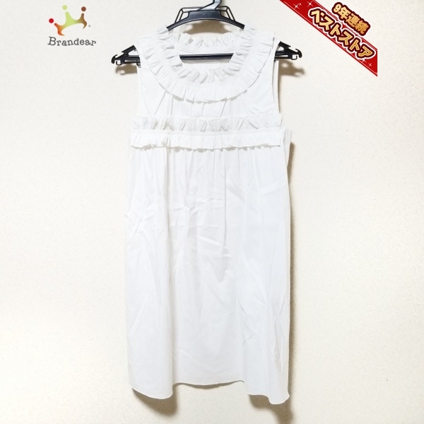 デイジーリン DAISY LIN サイズ38 M - 白 レディース クルーネック/ノースリーブ/ひざ丈/フリル ワンピース